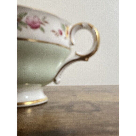 Vintage Floral Mint Green Adderley Bone China Cup and Saucer Cottagecore Classic - Picture 15 of 16
